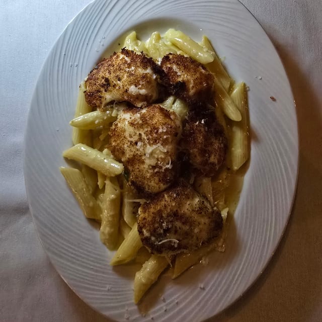 Baked Seafood Macaroni & Cheese.