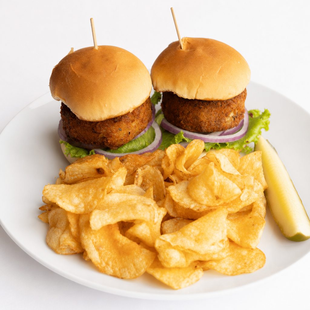 Crab Cake Sliders Sandwich.